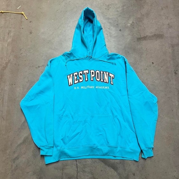 Y2K Blue Oversized Embroidered Champion West‎ Point Academy Hoodie size XXL - Picture 1 of 5